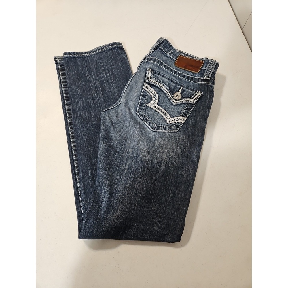 Big Star Jeans Women 27R Maddie Straight Leg Thick Stitch Stretch Whiskered(1548
